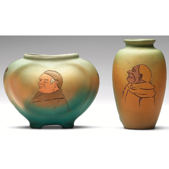 Appraisal: Weller Dickensware vase pillow form with a portrait of a