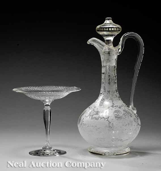 Appraisal: A Continental Colorless Glass Scenic-Etched Stoppered Decanter late th early