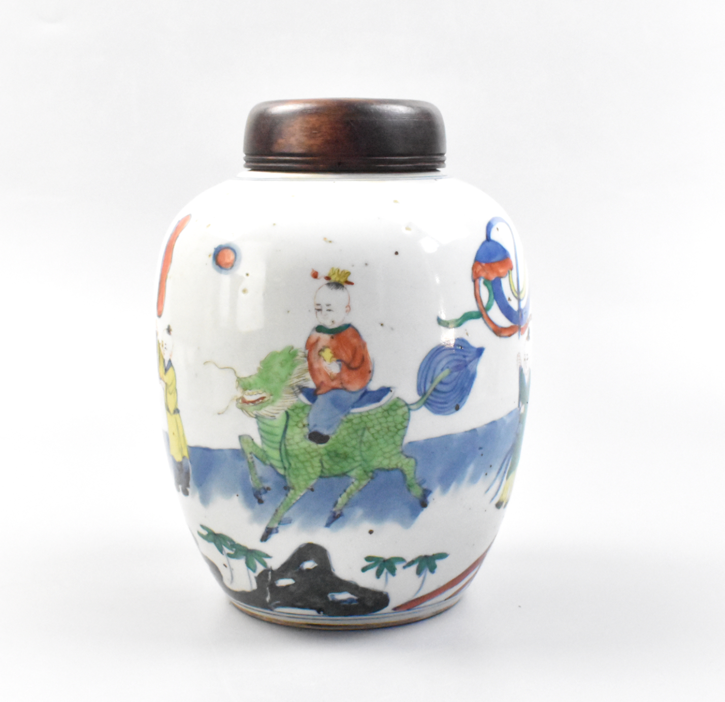 Appraisal: A Chinese famille verte jar with a boy on a