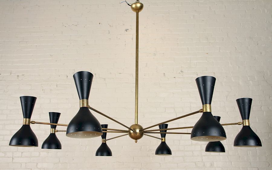 Appraisal: ITALIAN STILNOVO STYLE BRASS SPIDER CHANDELIER An Italian Stilnovo style