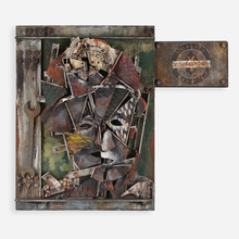 Appraisal: Raymon Elozua STEELWORKER oil on terracotta on wood h w