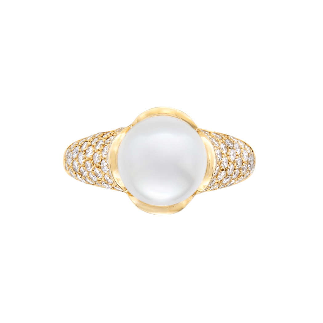 Appraisal: Gold Cultured Pearl and Diamond Ring Boucheron France kt one