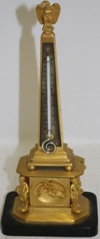 Appraisal: LATE TH CENTURY GILT METAL NEOCLASSICAL OBELISKSTYLE THERMOMETER ON A