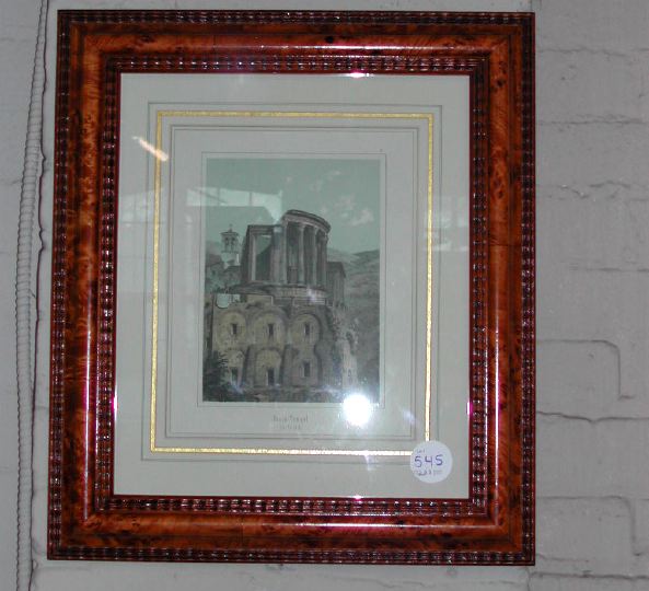 Appraisal: German Hand-Colored Lithograph Vesta-Temple in Tivoli image - x titled