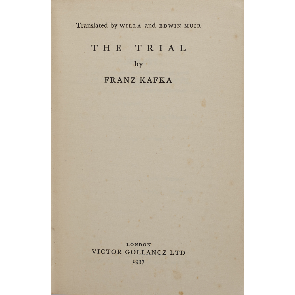 Appraisal: Kafka Franz The trial translated by Willa and Edwin Muir