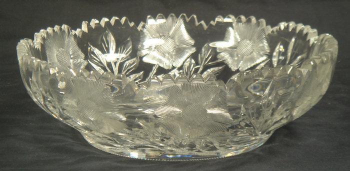 Appraisal: Cut glass leaf floral design bowl d Estimate -