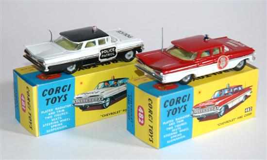 Appraisal: Two Corgi Chevrolets including Police Car black and white yellow