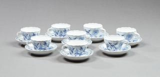 Appraisal: Set of Eight Meissen Porcelain Coffee Cups and Sau Set