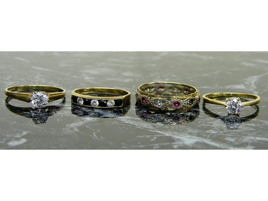 Appraisal: Four ct stone set rings gm