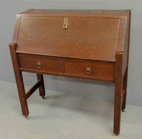 Appraisal: Arts Crafts oak slant-lid desk c from the New Century