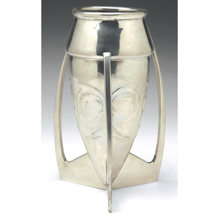 Appraisal: Liberty and Co vase three handled shape in hammered pewter