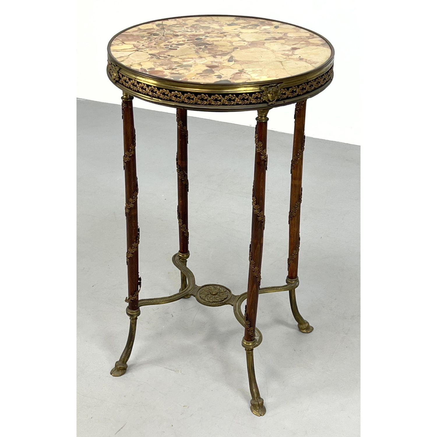 Appraisal: Antique French Marble Top Gueridon Table Gilt metal trim and