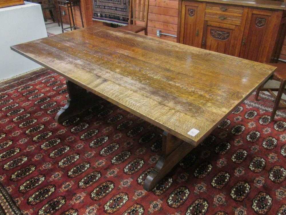 Appraisal: CRAFTSMAN STYLE MISSION OAK DINING TABLE American c unmarked having