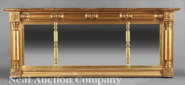 Appraisal: An American Carved and Gilded Overmantel Mirror mid- th c