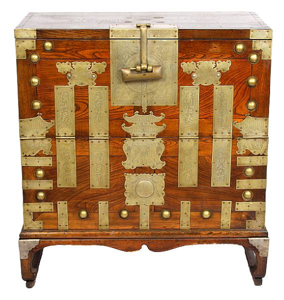 Appraisal: A Korean mixed wood storage chest bandaji Of Pyongyang type