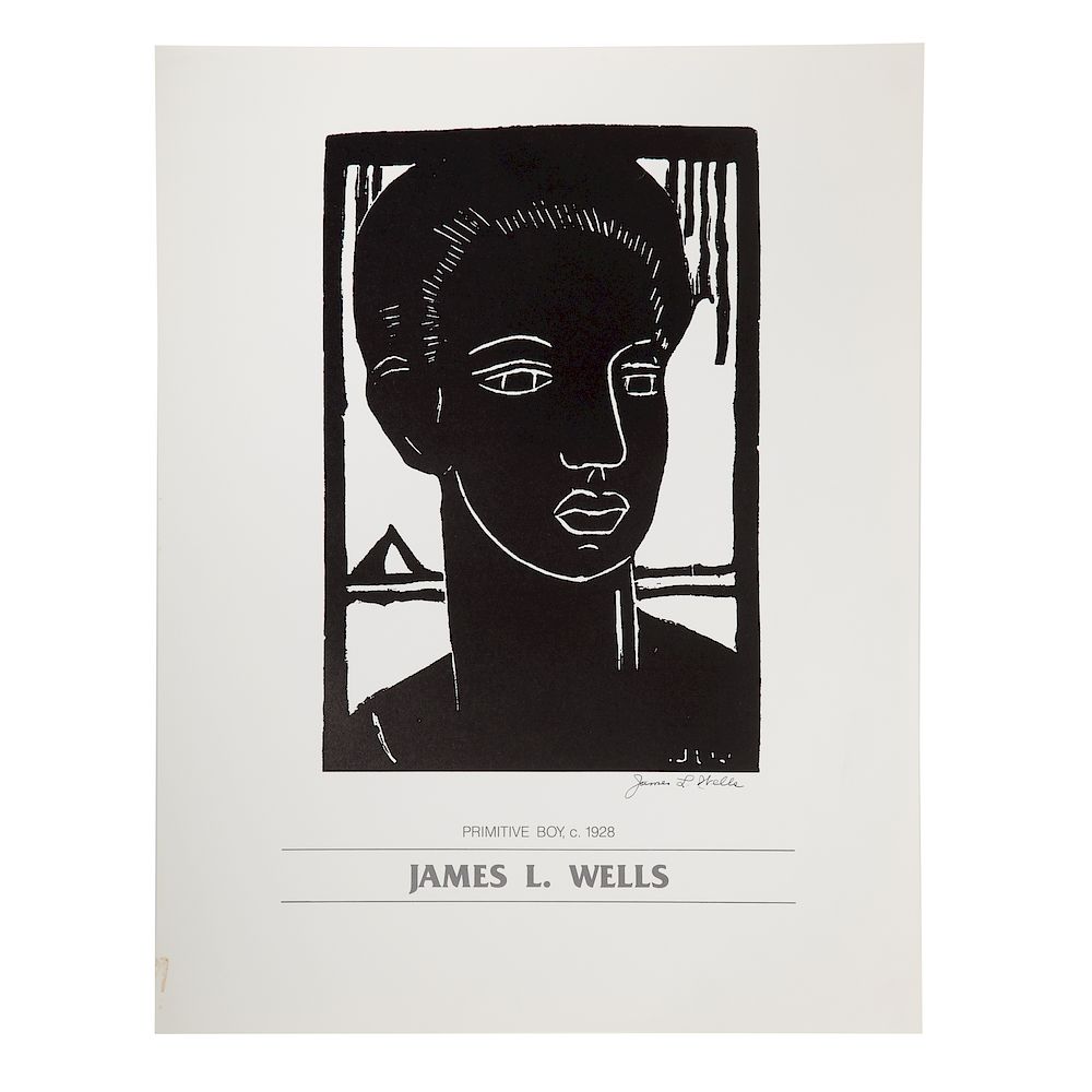 Appraisal: James Wells Primitive Boy offset litho American - Offset lithograph