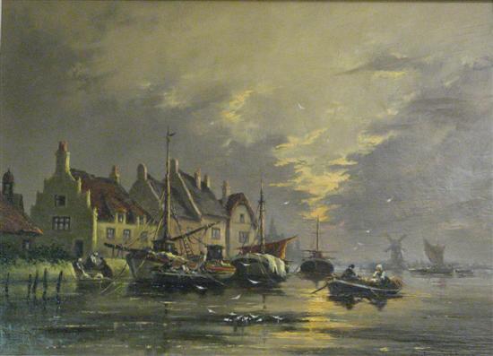 Appraisal: Gudrun Sibbons Continental harbour scene signed h w in