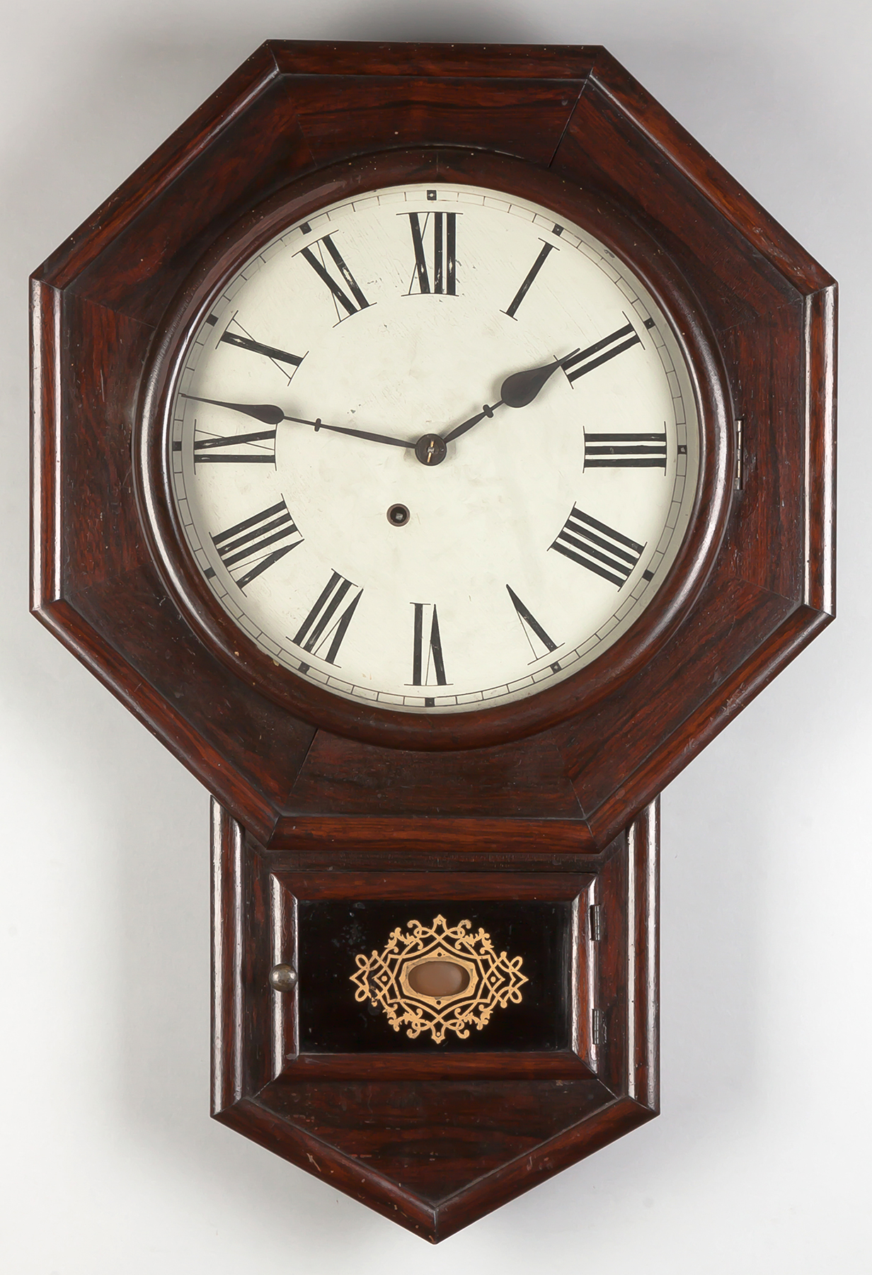 Appraisal: Atkins Octogon Drop Clock Rosewood case original finish Original painted