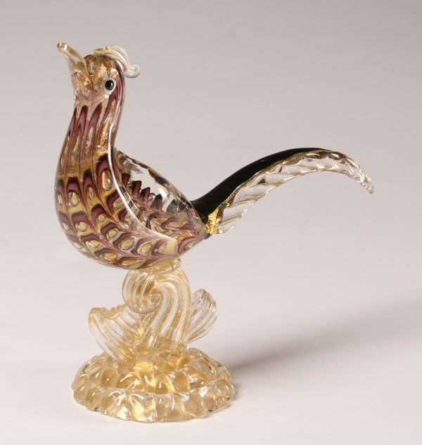 Appraisal: Barovier and Toso Burgundy Gold Art Glass Bird H x