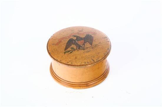 Appraisal: DECORATED BOX American nd half- th century varnished pine Round