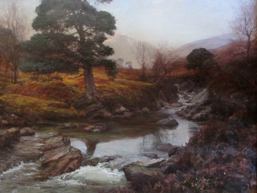 Appraisal: ALEXANDER BROWNLIE DOCHERTY - HIGHLAND STREAM Oil on canvas signed