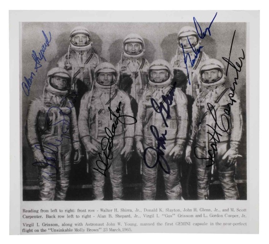 Appraisal: Photograph of the Mercury Astronauts in their space suits x