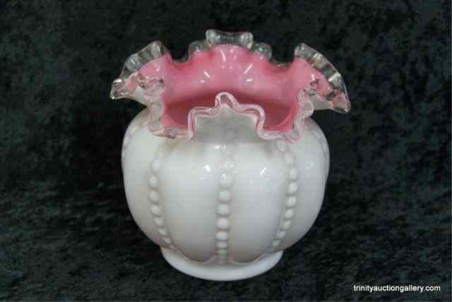 Appraisal: c 's Fenton Glass Peach Crest '' Ball VaseProduced from