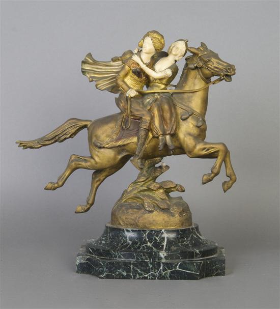 Appraisal: A Bronze and Ivory Figural Group Georges Omerth Height inches