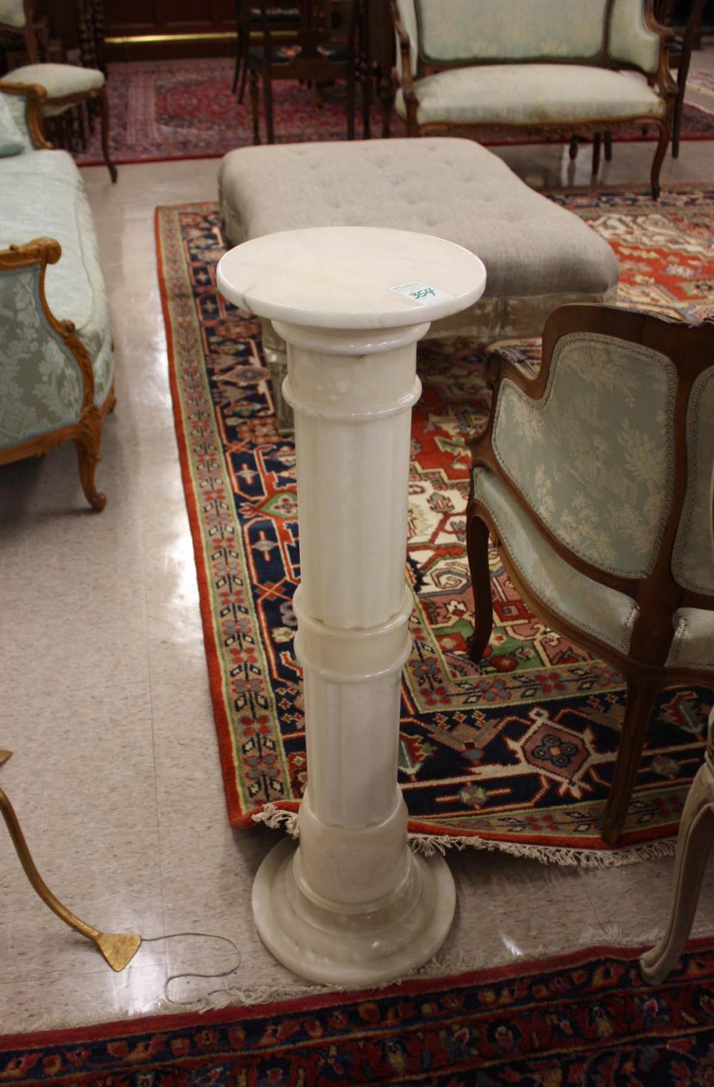 Appraisal: WHITE MARBLE STATUARY FLOOR PEDESTAL Italian th century reeded column