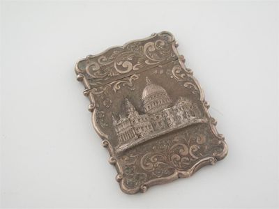 Appraisal: A Victorian embossed 'castletop' card case with a view of