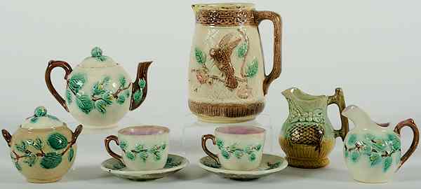 Appraisal: Majolica Tea Service English a seven piece majolica tea service