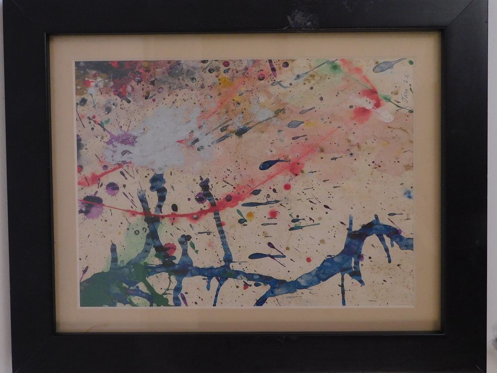 Appraisal: TARO YAMAMOTO ABSTRACT PAINTING th century watercolor abstract drip painting