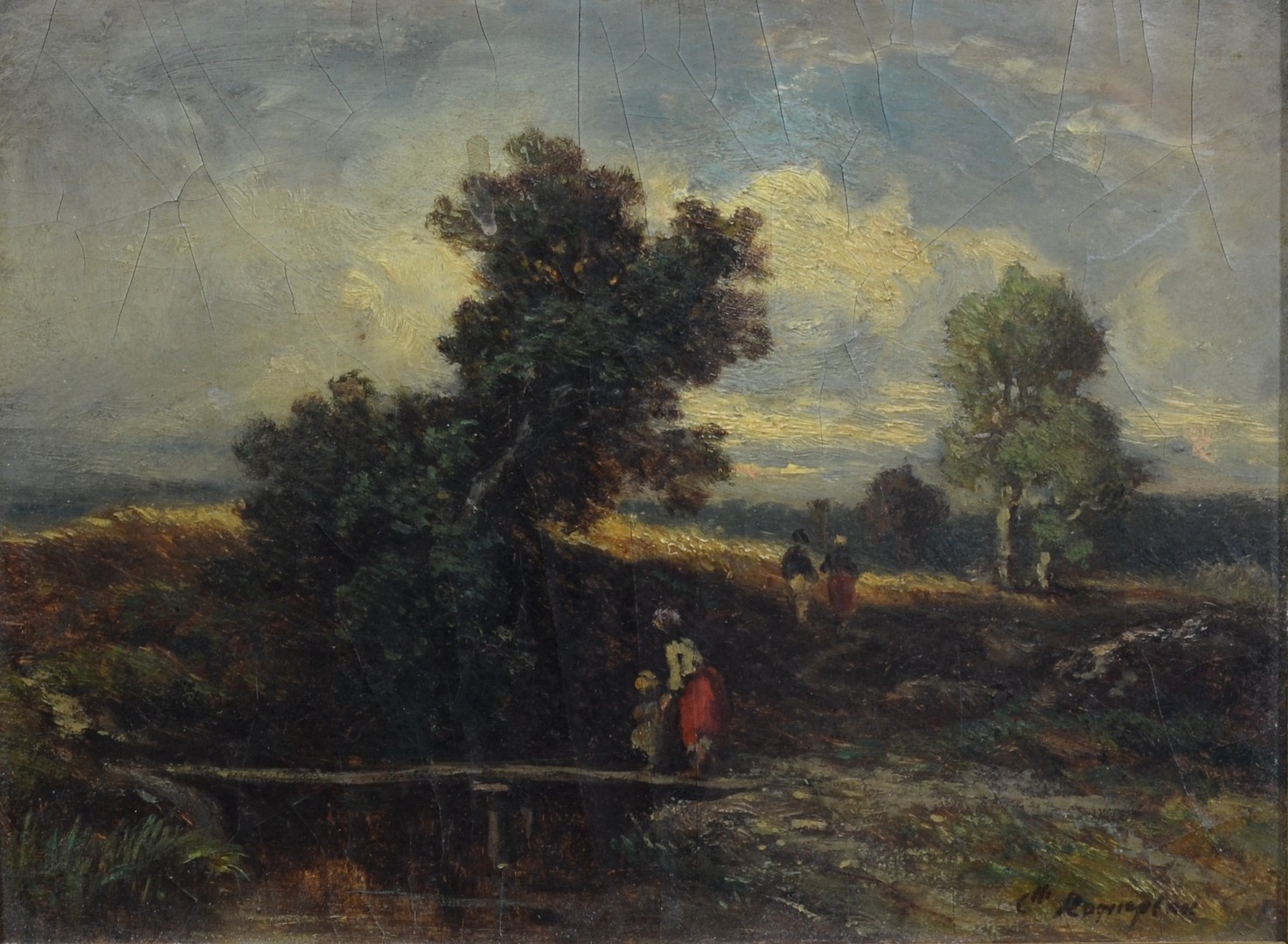 Appraisal: Camille Roqueplan French - oil on panel Landscape with Figures