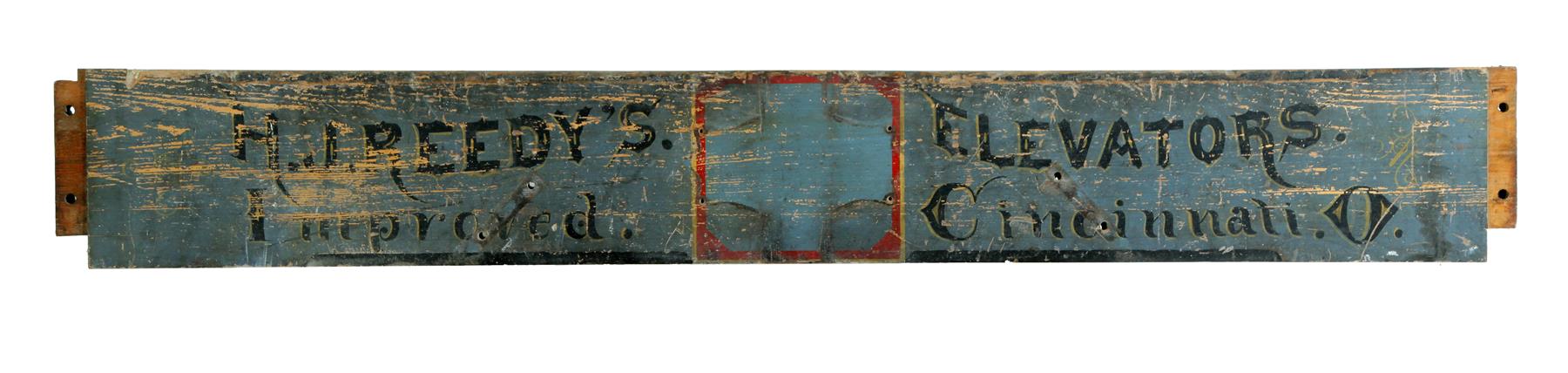 Appraisal: OHIO ELEVATOR TRADE SIGN Late th-early th century pine Single