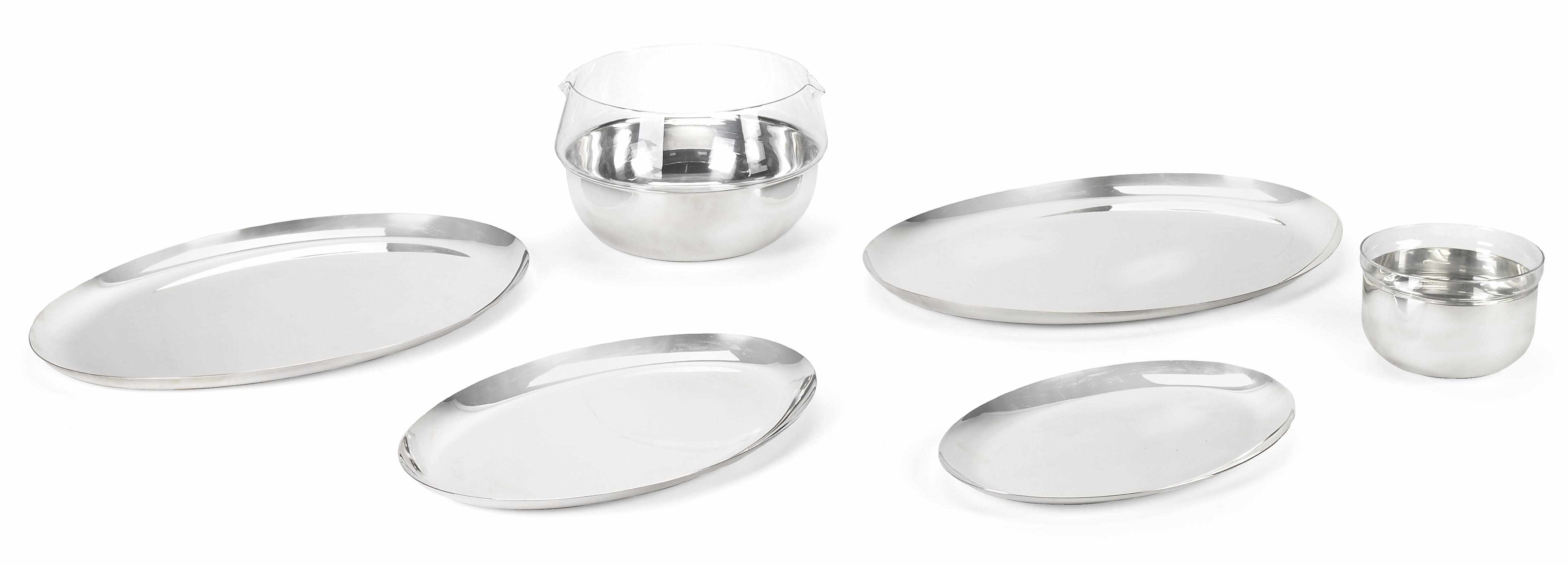 Appraisal: Four Sabattini silver plate graduated trays and two Sabattini silver