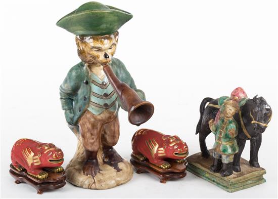 Appraisal: Sale Lot Four Pieces of Chinese Pottery comprising a figure