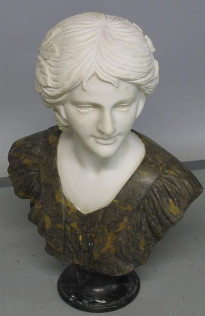 Appraisal: Continental white and green-brown veined marble bust of a woman