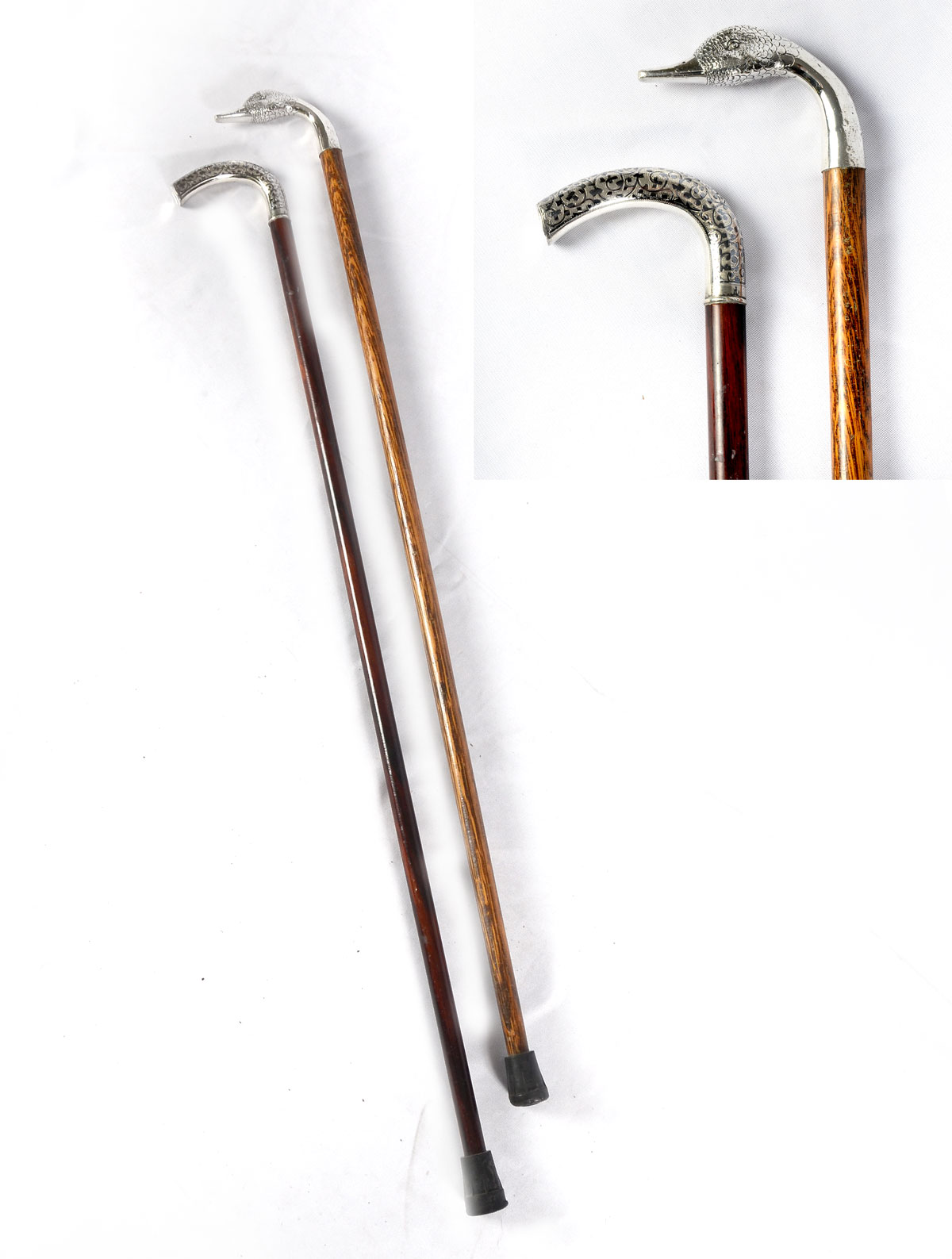 Appraisal: PC STERLING SILVER CANES Comprising A Russian Sterling Neillo cane