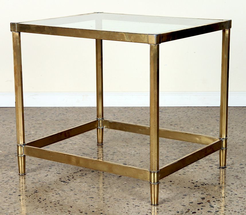 Appraisal: BRASS SIDE TABLE GLASS TOP OCTAGONAL LEGS A bronze side