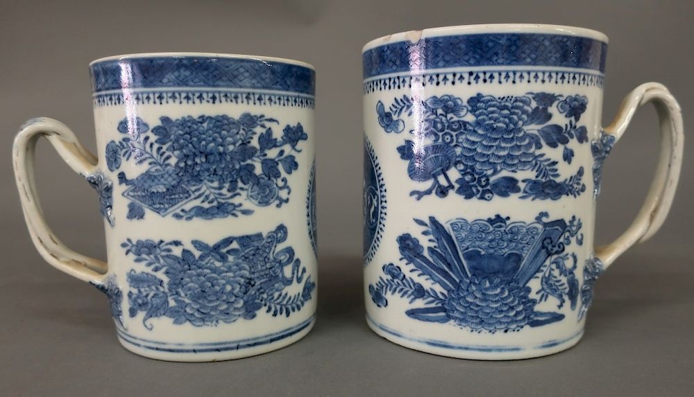 Appraisal: Two Chinese Blue and White Fitzhugh Large Mugs Two Chinese