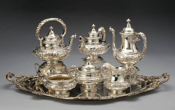 Appraisal: A sterling six piece tea and coffee set with matching