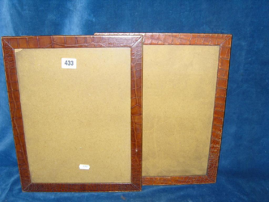 Appraisal: A pair of large crocodile skin photograph frames