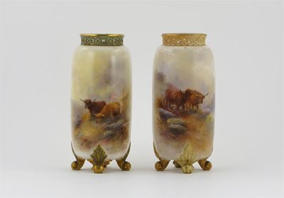 Appraisal: A near pair of Royal Worcester vases by Harry Stinton