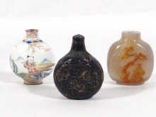 Appraisal: Three Oriental snuff bottles comprising one enamel on copper one