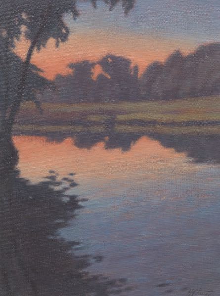 Appraisal: HOWARD SCHROEDTER AMERICAN - x Sunset Hatch Lake Oil on