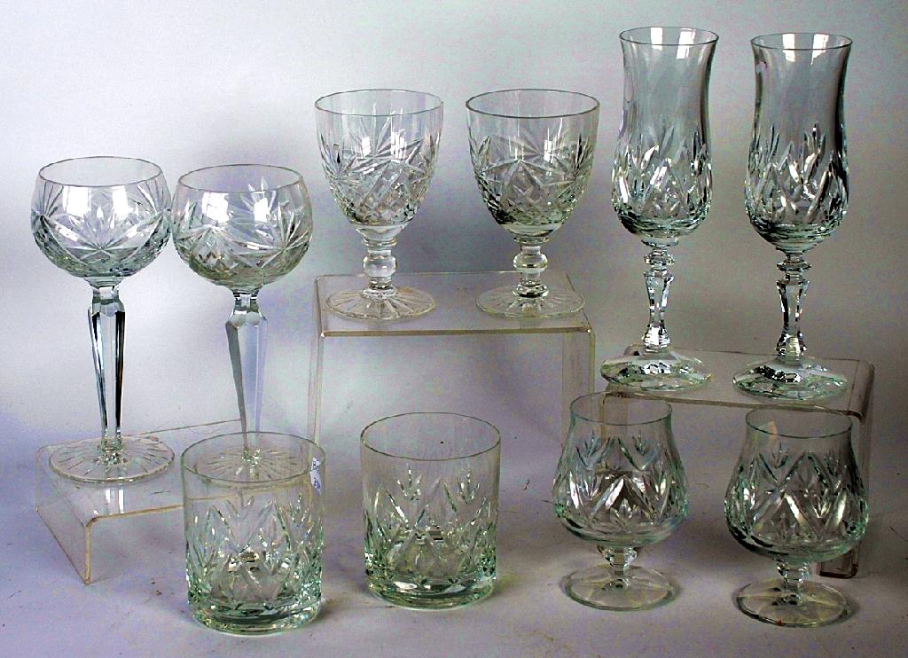 Appraisal: TABLE SERVICE OF CUT GLASS FOR PERSONS on hexagonal knopped