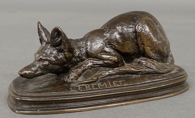 Appraisal: - Fremiet Emmanuel French - bronze of a crouching fox