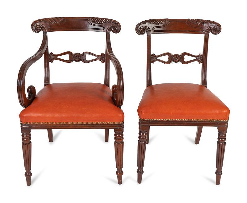 Appraisal: A Set of Seven Regency Mahogany Dining Chairs Attributed to