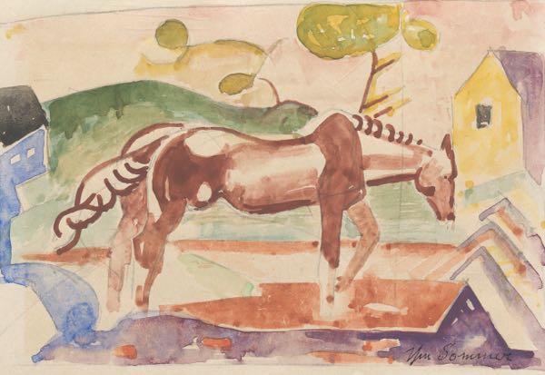 Appraisal: WILLIAM SOMMER AMERICAN - x Horse in a field Watercolor