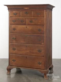 Appraisal: Pennsylvania Chippendale walnut tall chest ca with a matchstick molded